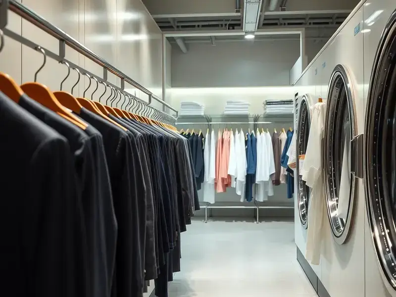 衣類ドライクリーニングサービスの様子